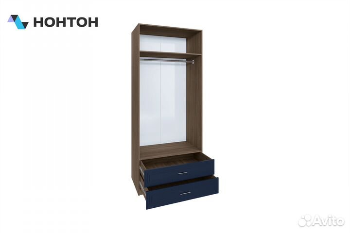 Шкаф 2-х створчатый trisha base дуб чанкли / глубокий синий софт