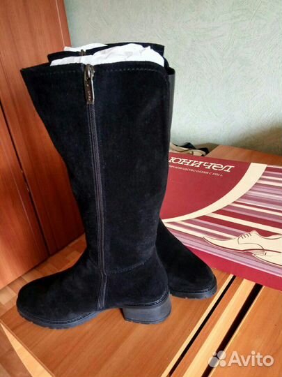 Сапоги зимние замшевые, мех натуральный 40 р