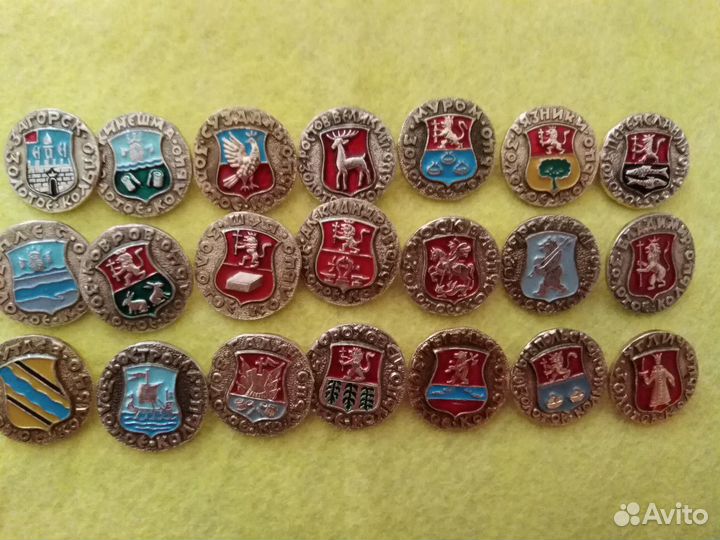 Набор значков, золотое кольцо России 21шт