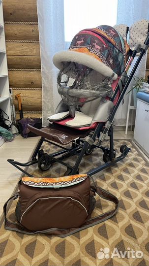 Детские санки коляска с колесами бу