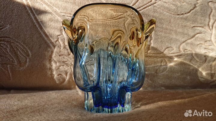 Хрустальная ваза Конфетница гутное стекло Чехослов