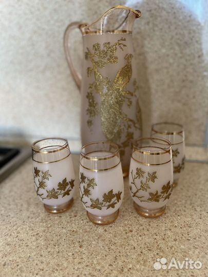 Графин со стаканами богемия