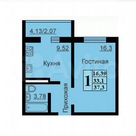 1-к. квартира, 37,3 м², 6/10 эт.