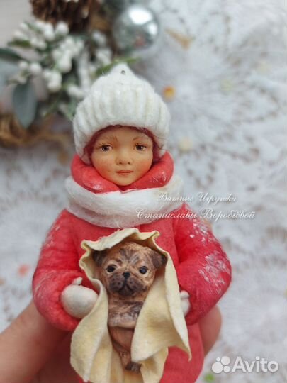 Ватная елочная игрушка