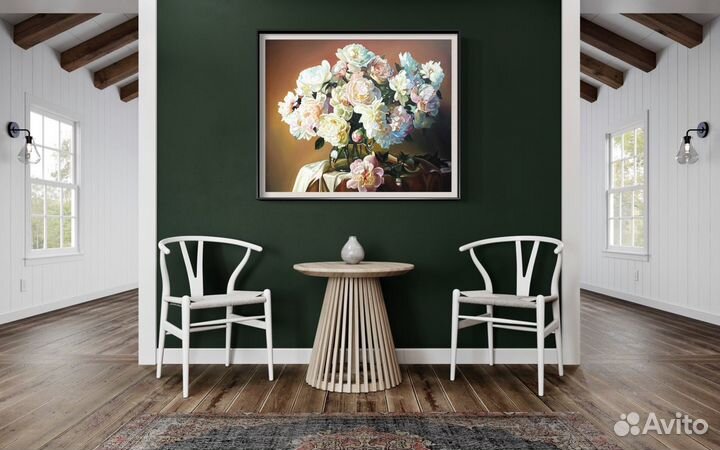 Картина маслом на холсте пионы