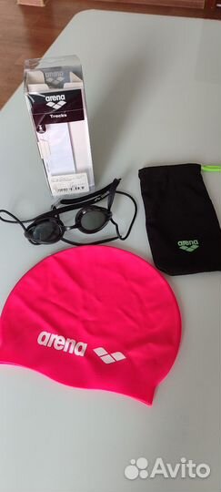 Шапочка и очки для плавания arena