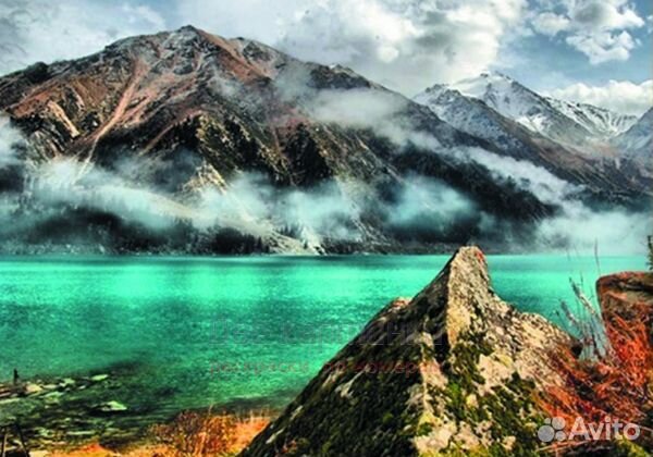 Алмазная мозаика 30x40 Тучи над горным озером