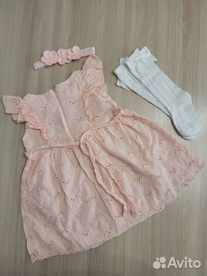 Платье для девочки 86 с повязкой и гольфами