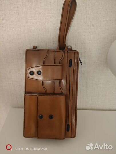 Сумка барсетка натуральная кожа