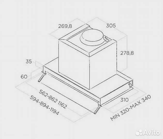 Встраиваемая вытяжка Elica boxin LX/BL MAT/A/60