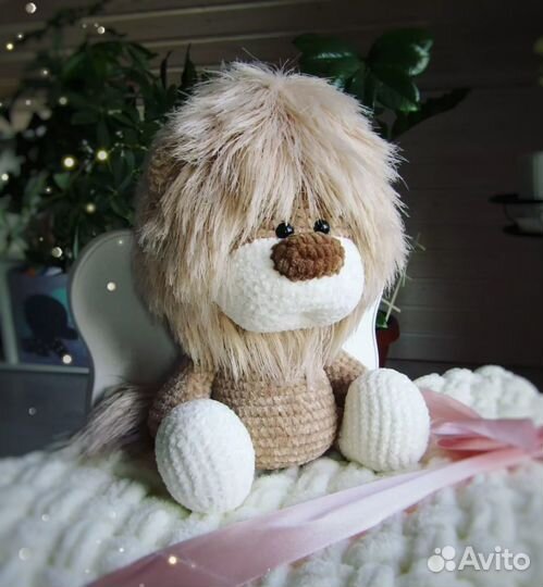 Лëва Вязаный. Ручная работа. Лев игрушка