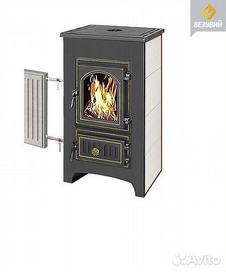 Печь-камин везувий пк-01(270) С плитой И Т/О беж