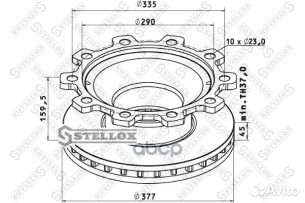 85-00808-SX диск тормозной 377/290x45/160,10n,с