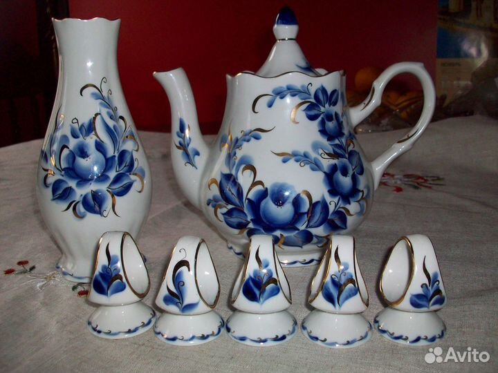 Ваза Чайник Подсалфетники Добруш Кобальт от