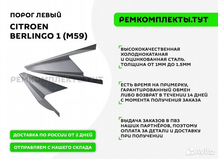 Порог Citroen Berlingo 1 (M59) левый