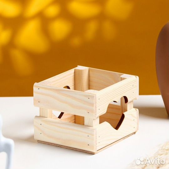 Кашпо деревянное 12x11x9 см 'Однушка Лайт', двухре