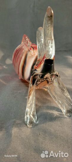 Ваза рыбка,гутная техника,цветное стекло,ссср