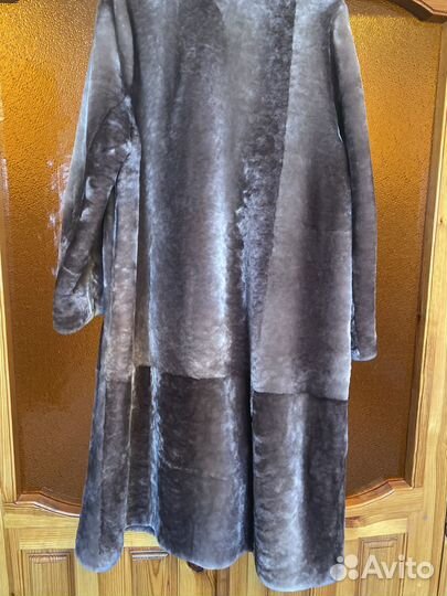Шуба мутоновая с норковым воротником 56