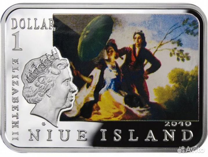 Монета 1 доллар 2010 Ниуэ, Франсиско Гойя, серебро