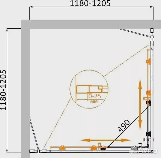 Molveno-A-22-90+30-P-Cr Душевой уголок Cezares mol