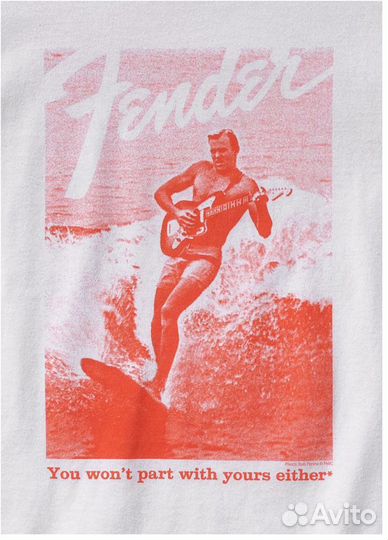 Fender Jaguar Surf T-shirt, White And Red футболка