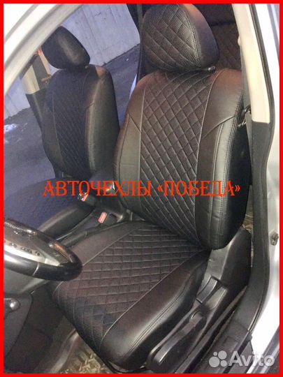 Чехлы Nissan X-Trail T31 из экокожи чёрные Ромб