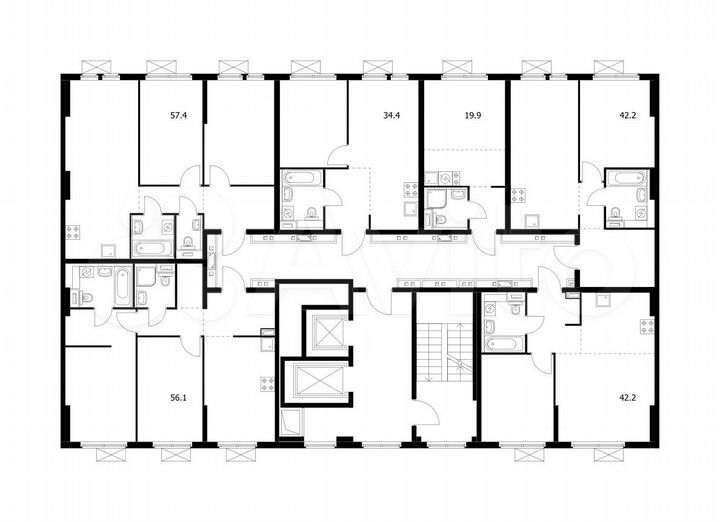 2-к. квартира, 56 м², 7/15 эт.