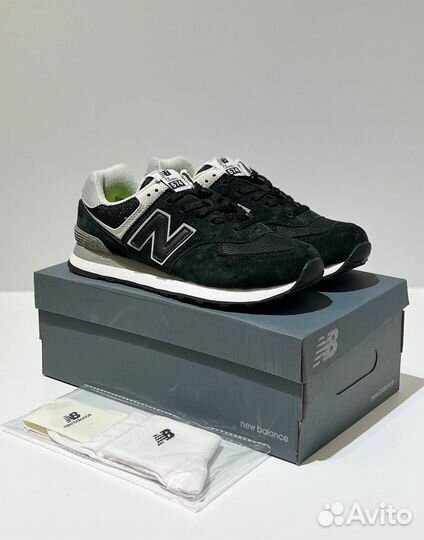 Кроссовки new balance 574 чёрные сеточные