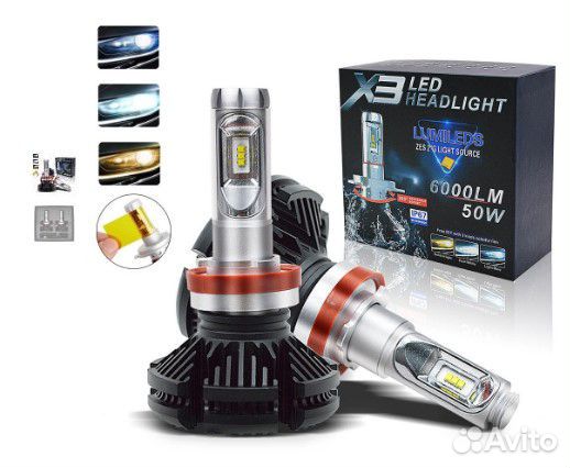 Светодиодные лампы X3 LED Headlight Н11 Пара