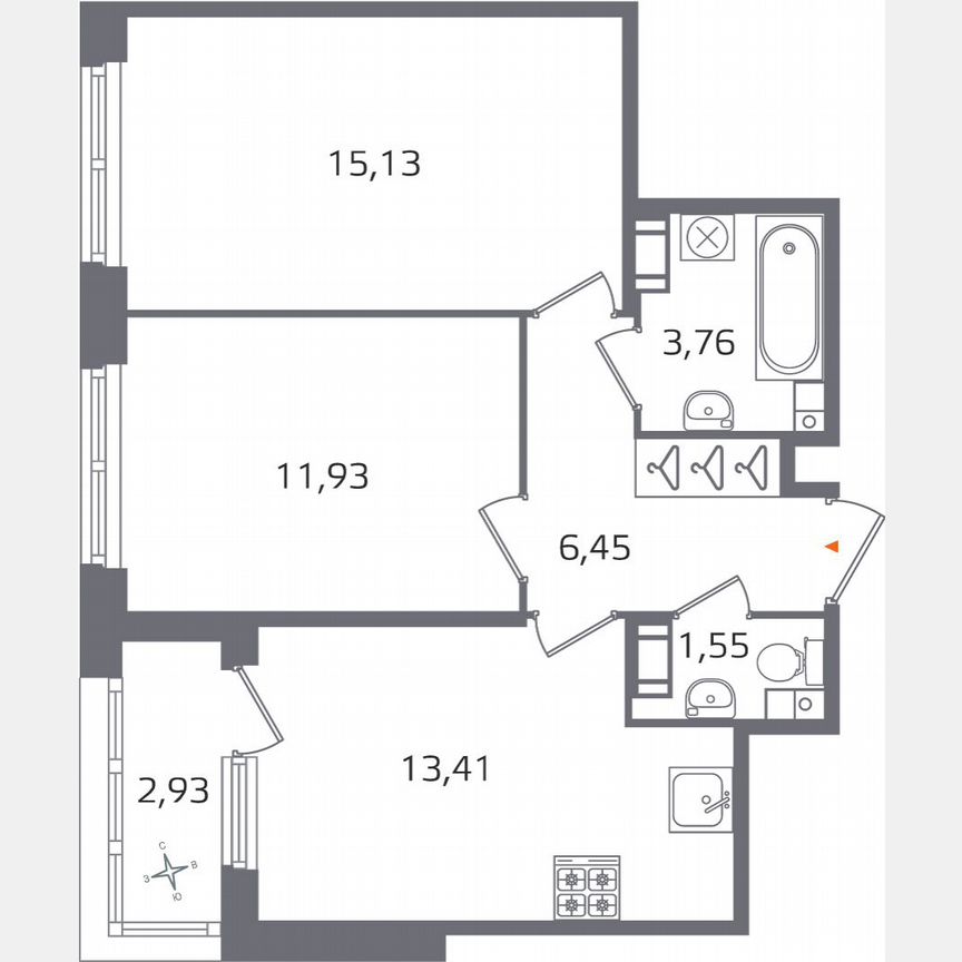2-к. квартира, 53,7 м², 4/17 эт.