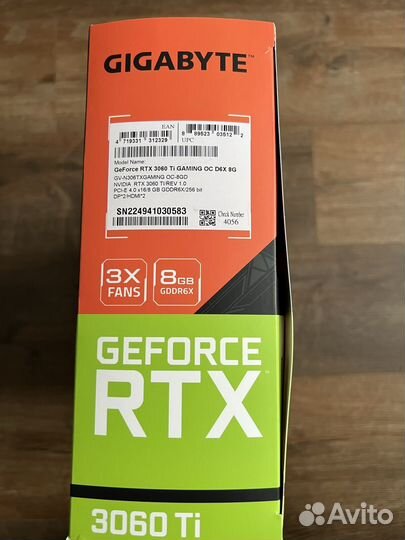 Видеокарта gygabyte rxt 3060ti d6x