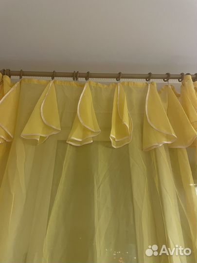 Штора органза ярко желтая