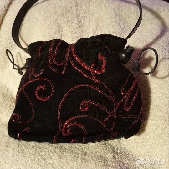 Сумка оригинал, черная,мешочек, вечерняя