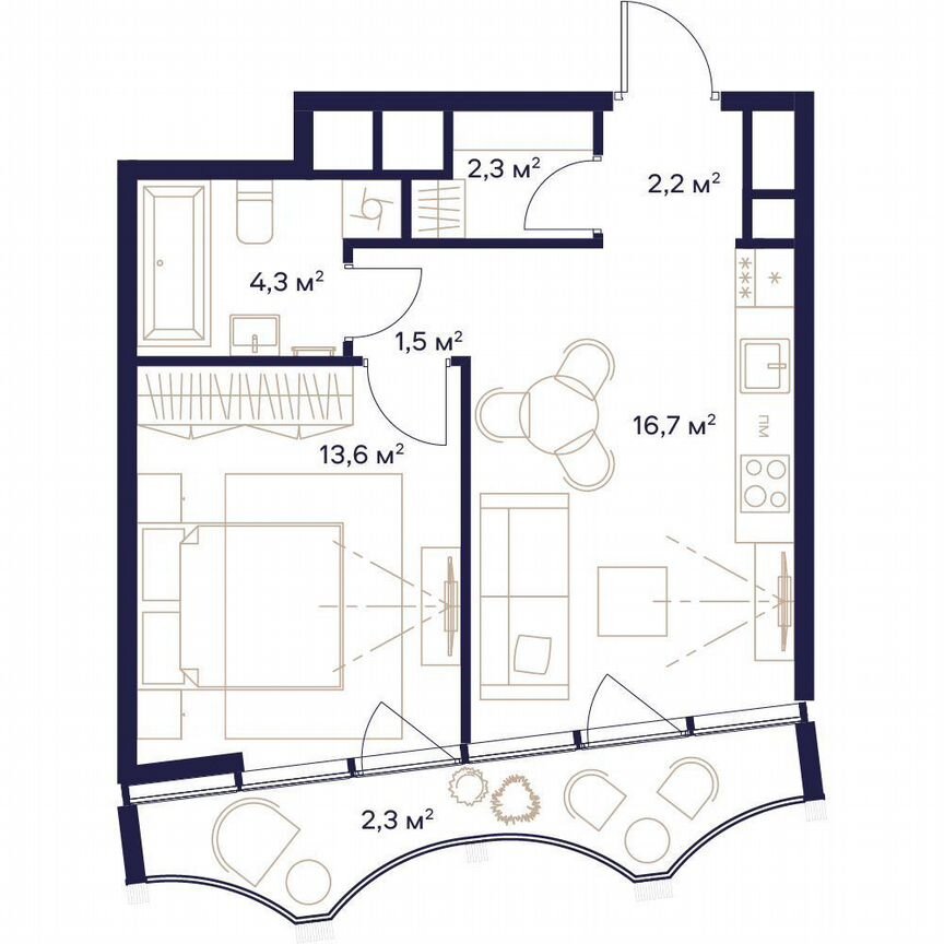 1-к. квартира, 42,9 м², 14/24 эт.