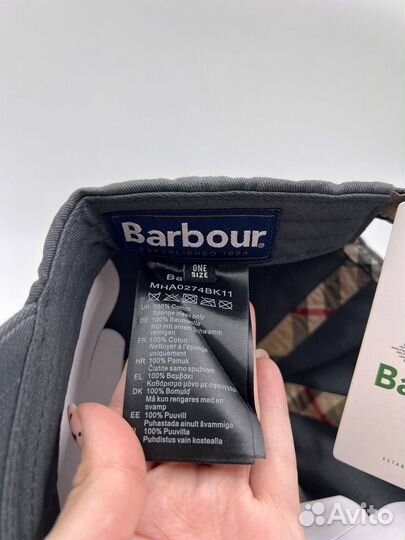 Кепка бейсболка Barbour серая бирки