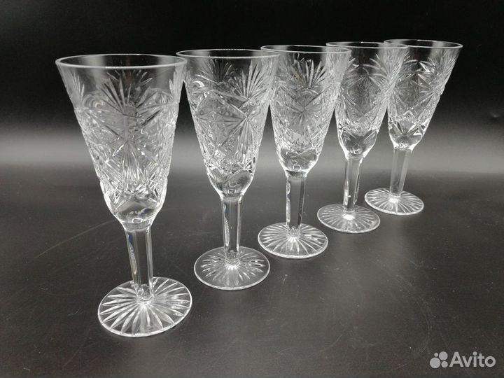 Хрустальные рюмки набор 5 шт / 60 мл хрусталь