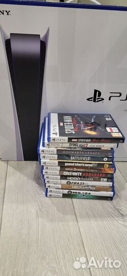 Sony playstation 5+2джойстика+наушники+12игр