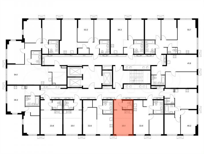 Квартира-студия, 20,1 м², 24/24 эт.
