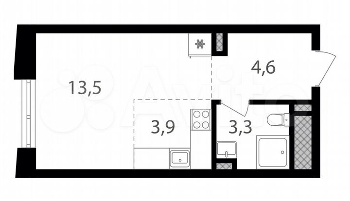 Квартира-студия, 25,4 м², 19/25 эт.