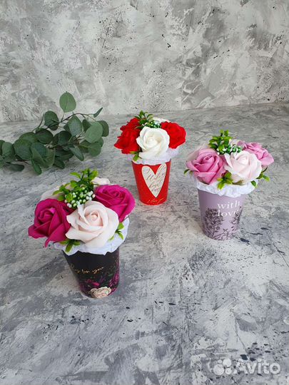 Стаканчик с мыльными розами 5 шт