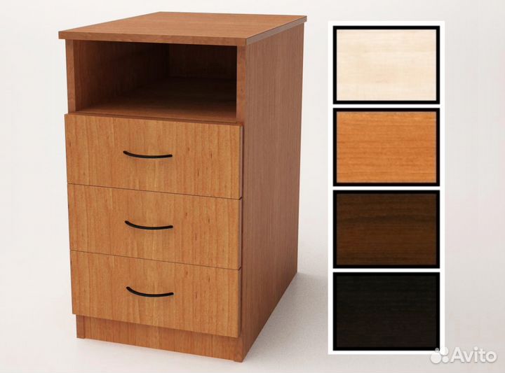 Тумба приставная с нишей и 3-мя ящиками Ольха