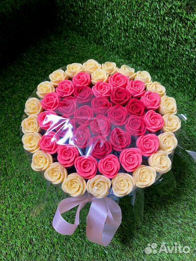 Розы из Белого Шоколада - 51 шт в Коробке