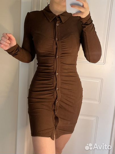 Платье обтягивающее с длинным рукавом