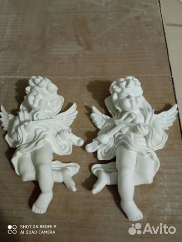 Гипсовая скульптура "ангелочек" размер 18 см на 13