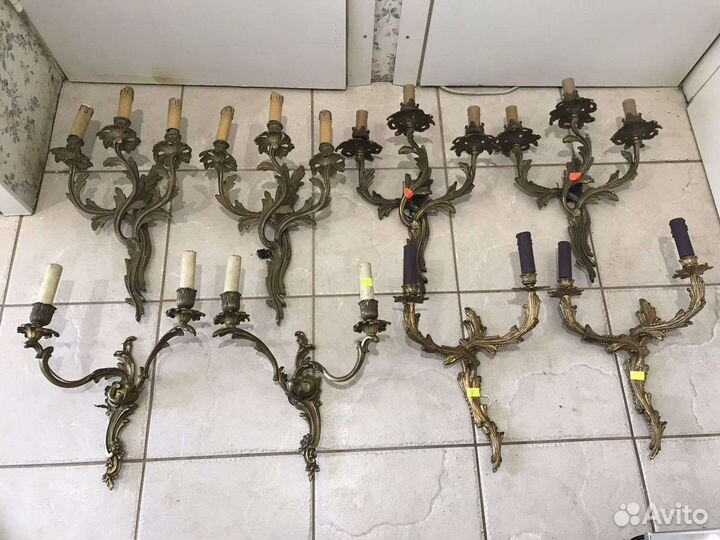 Большой выбор старинных бронзовых бра ветки рококо