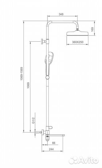 Душевая система G2410-6 Gappo с тропическим душем