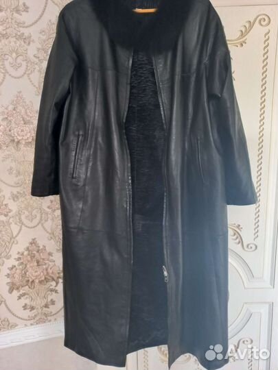 Кожаное пальто зимнее
