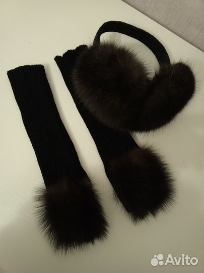 Набор митенки и наушники с соболем