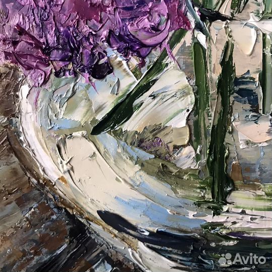 Картина маслом. Букет стрени. 50х50