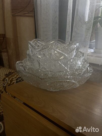 Хрусталь СССР, тарелки, салатник